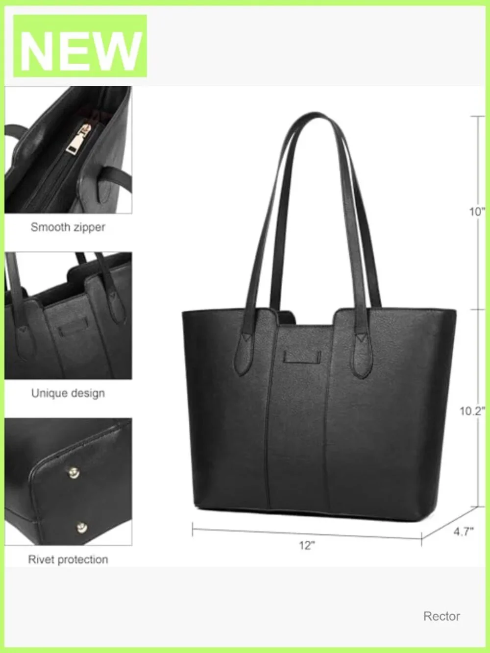 PU Leather Tote Bag with Zippered Pockets Shoulder Hobo Purse Top Handle